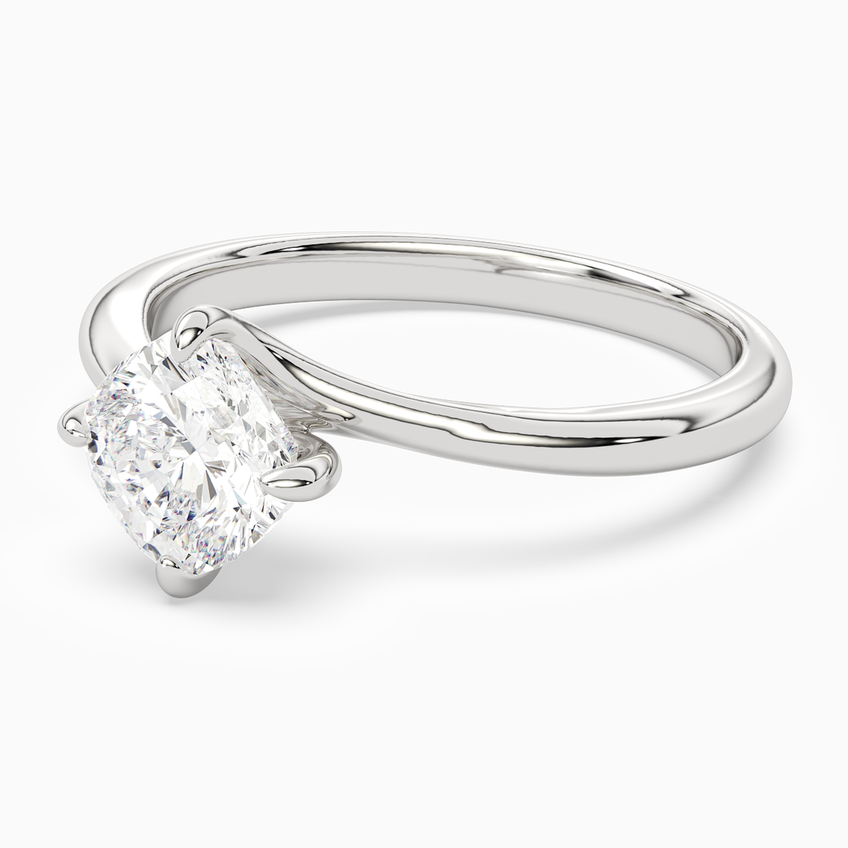 Cushion Bypass Solitaire in 14K White Gold top angle