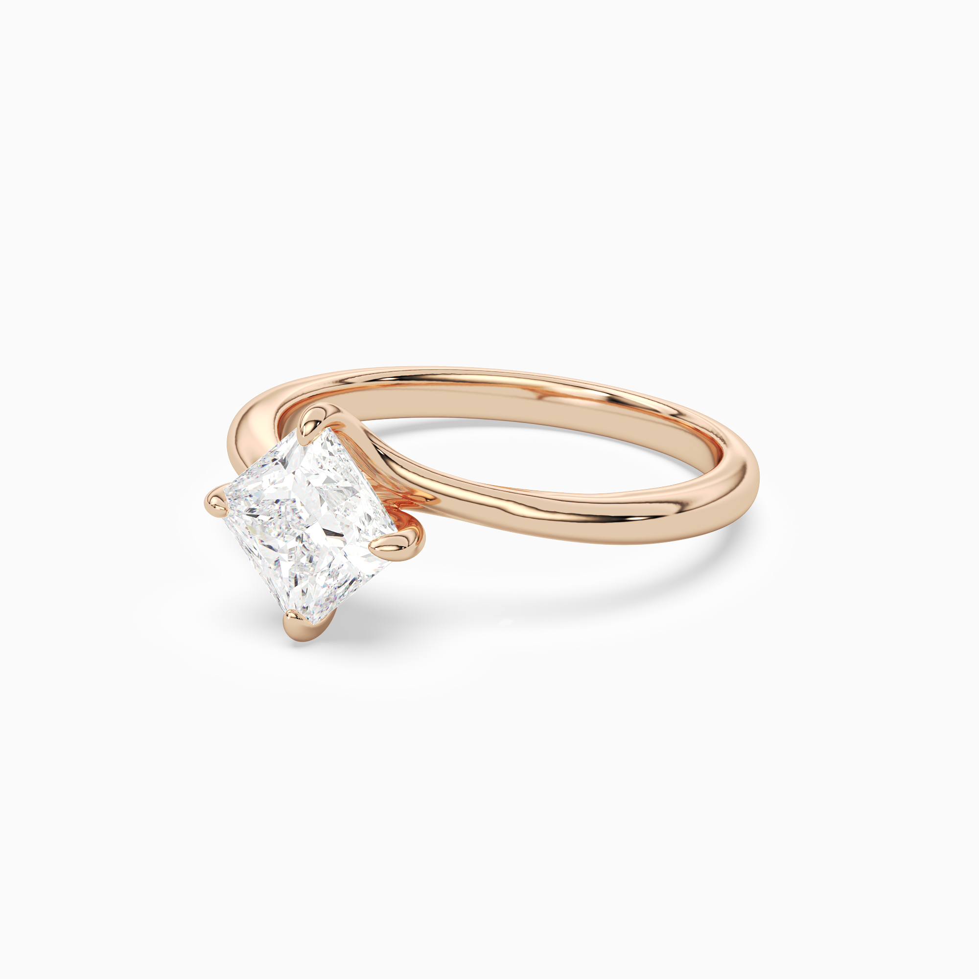 Princess Bypass Solitaire in 14K Rose Gold top angle