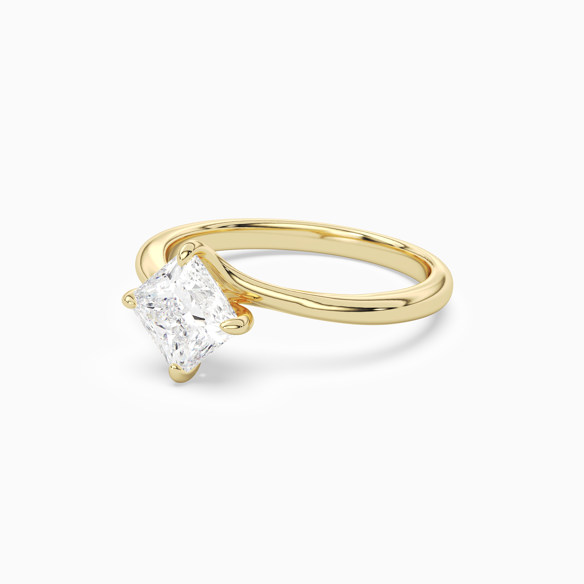 Princess Bypass Solitaire in 18K Yellow Gold top angle