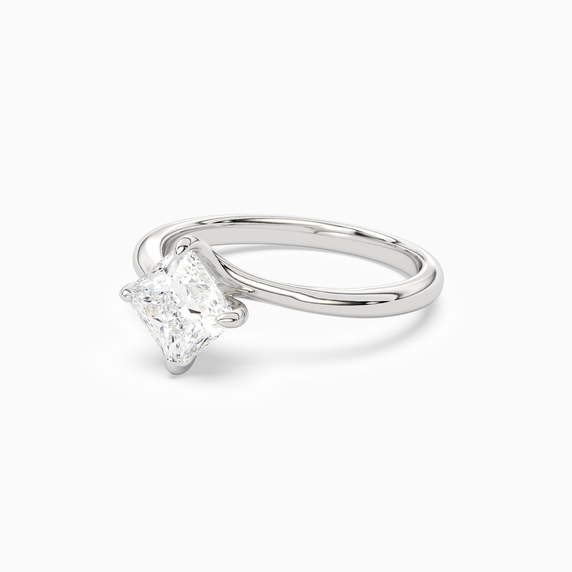 Princess Bypass Solitaire in Platinum top angle