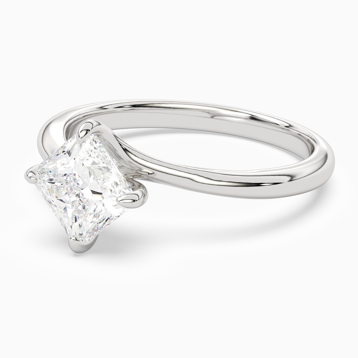 Princess Bypass Solitaire in Platinum top angle