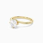 Round Bypass Solitaire in 18K Yellow Gold top angle