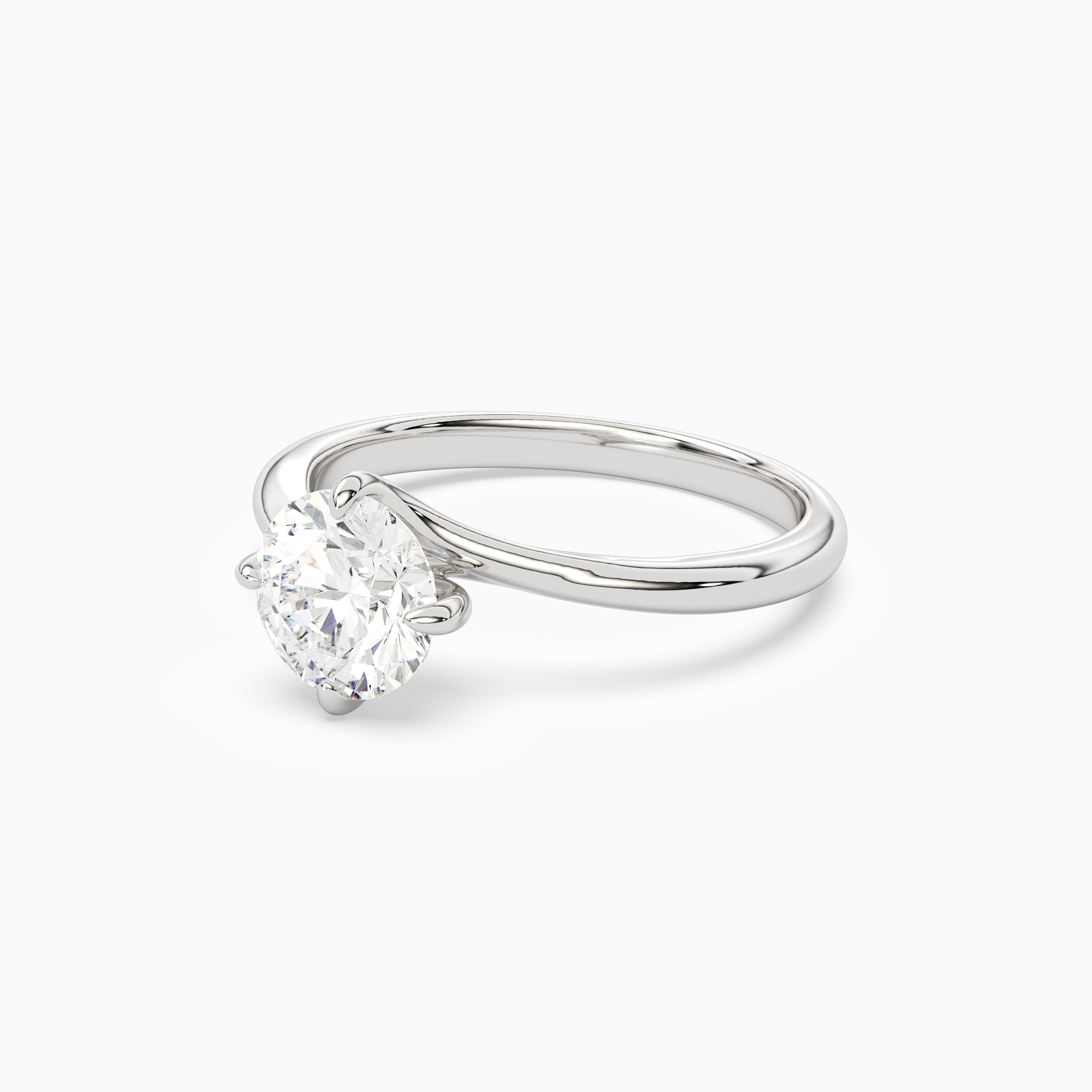 Round Bypass Solitaire in Platinum top angle