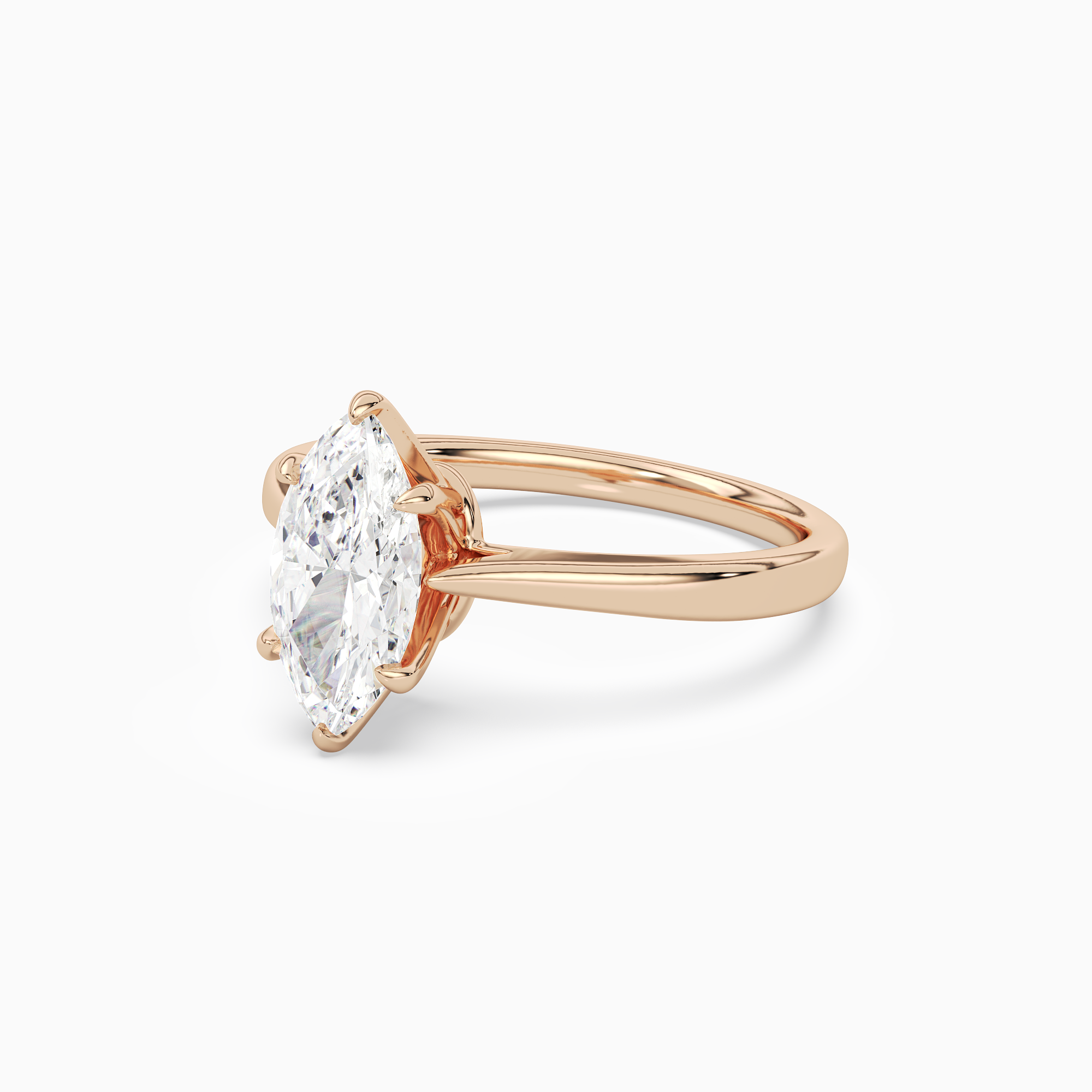 Marquise Tapered Solitaire in 14K Rose Gold top angle