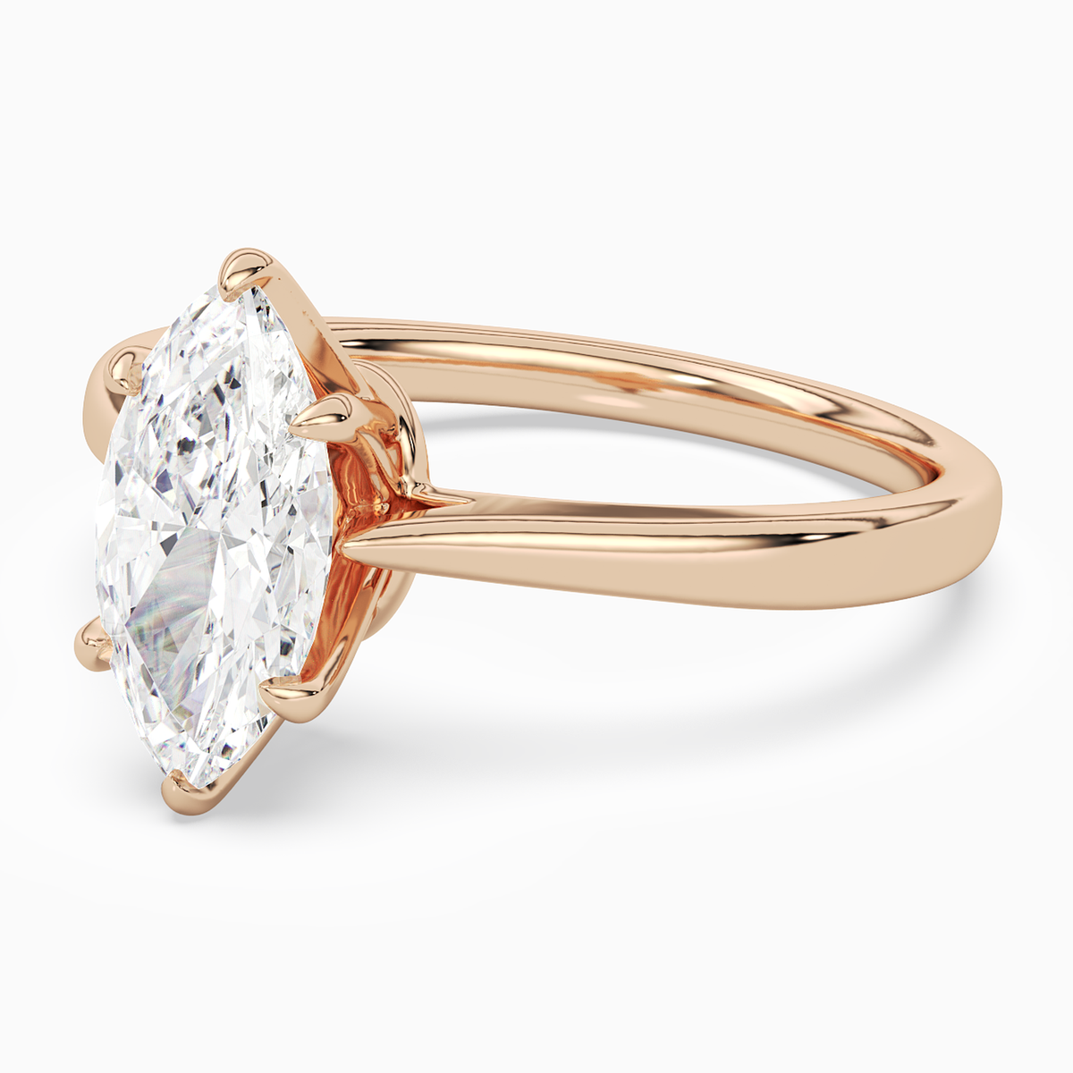 Marquise Tapered Solitaire in 14K Rose Gold top angle