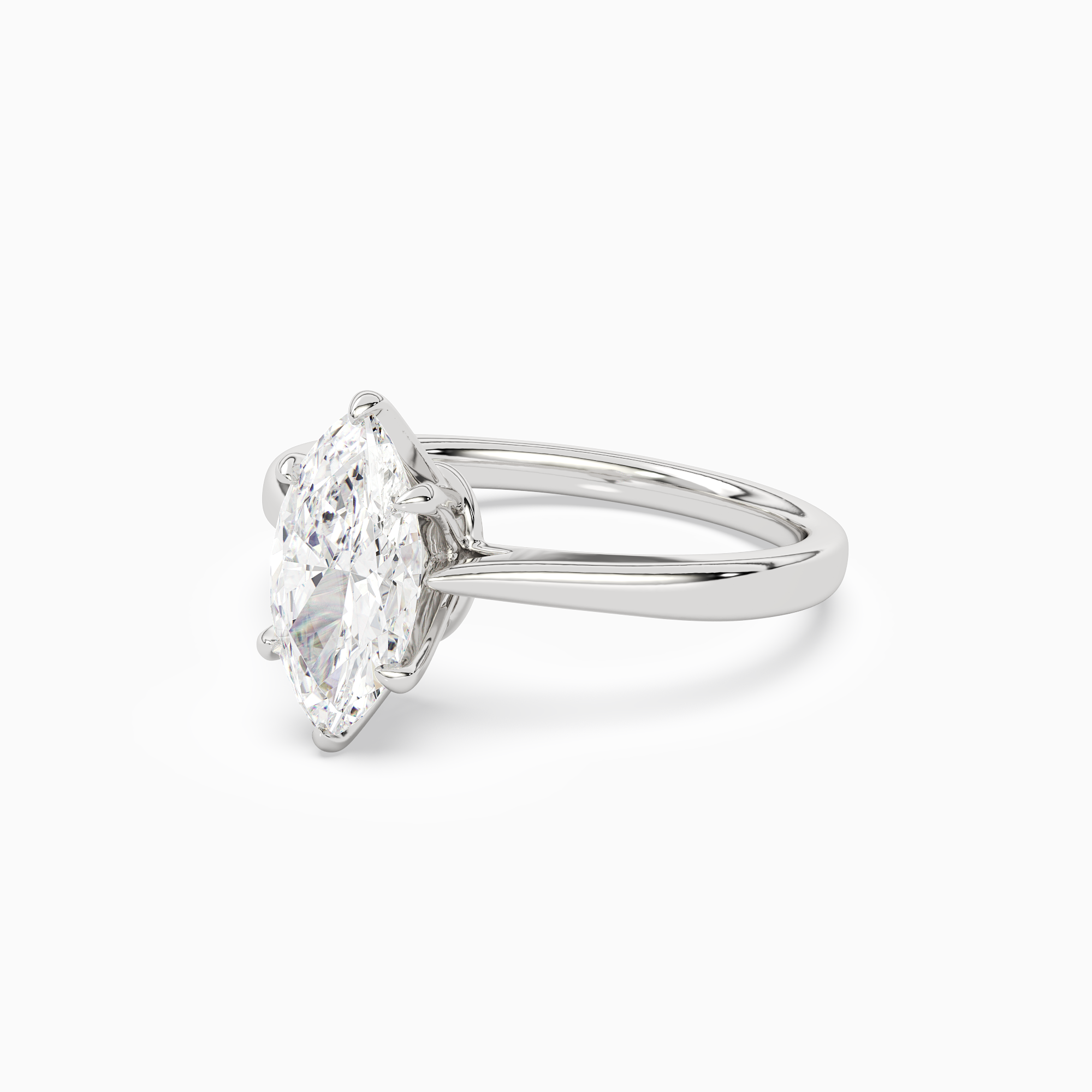 Marquise Tapered Solitaire in 14K White Gold top angle