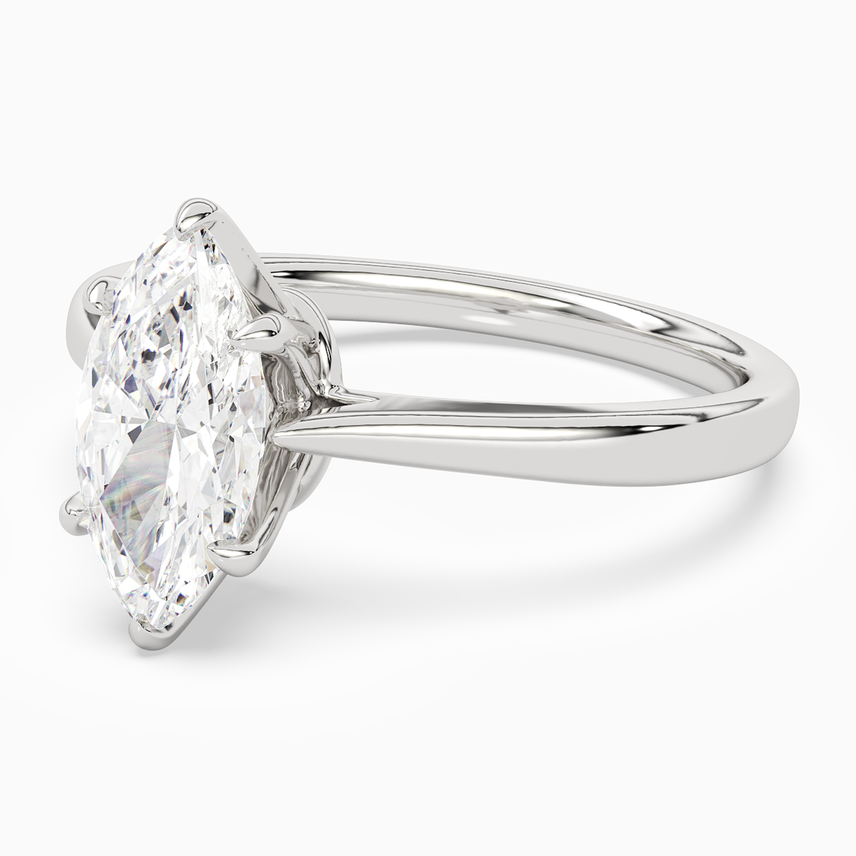 Marquise Tapered Solitaire in 14K White Gold top angle