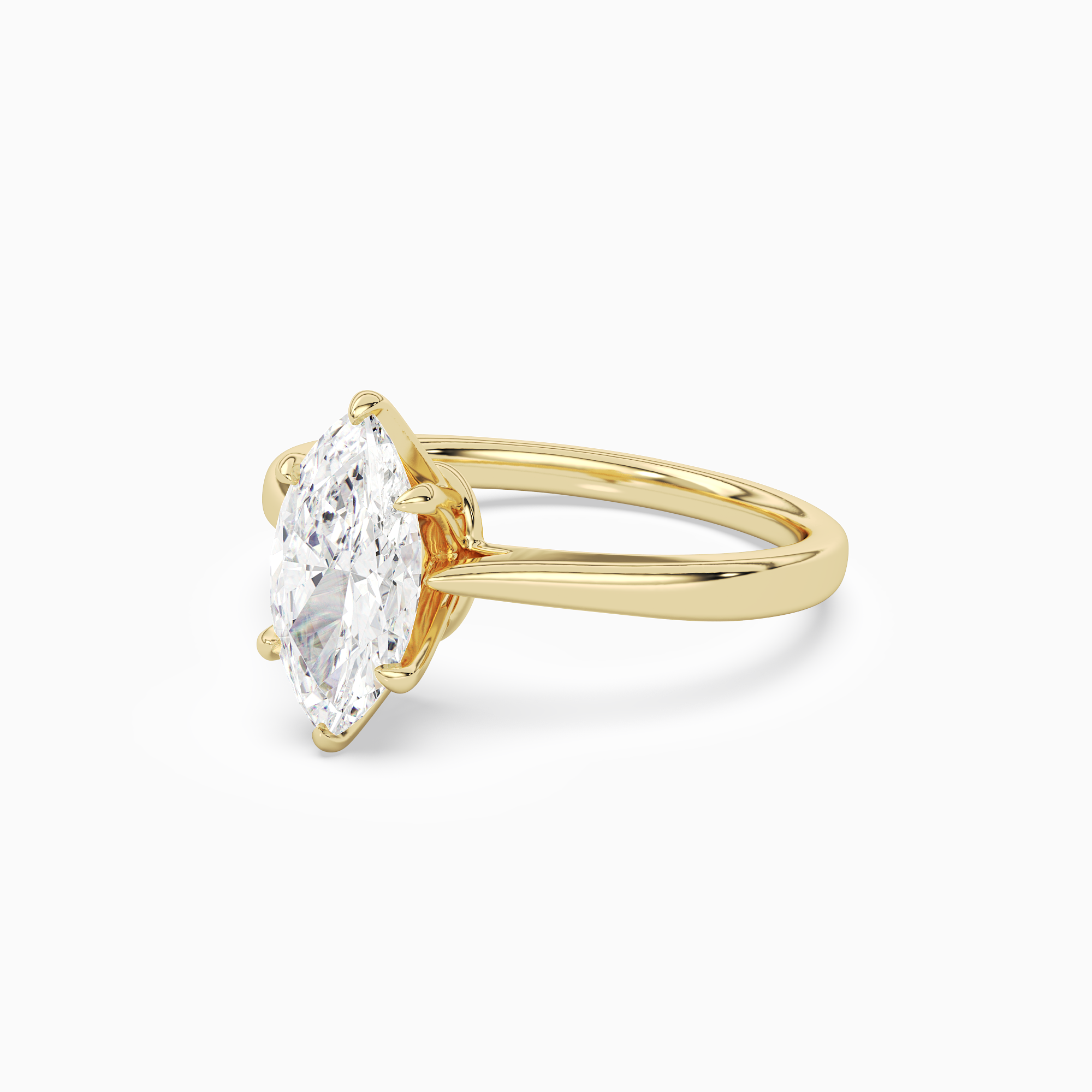 Marquise Tapered Solitaire in 14K Yellow Gold top angle