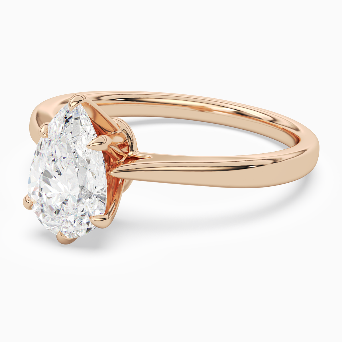 Pear Tapered Solitaire in 14K Rose Gold top angle