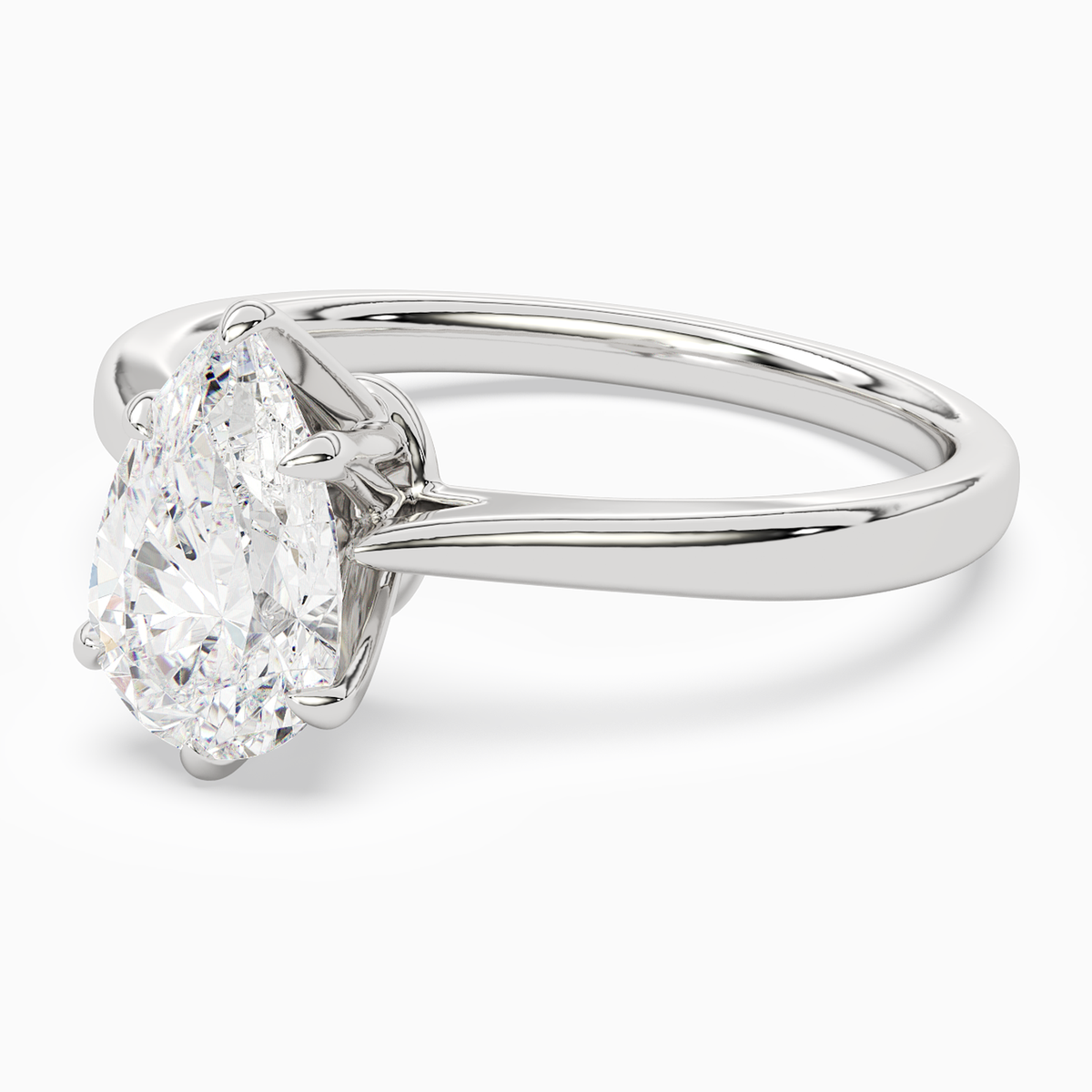 Pear Tapered Solitaire in 14K White Gold top angle