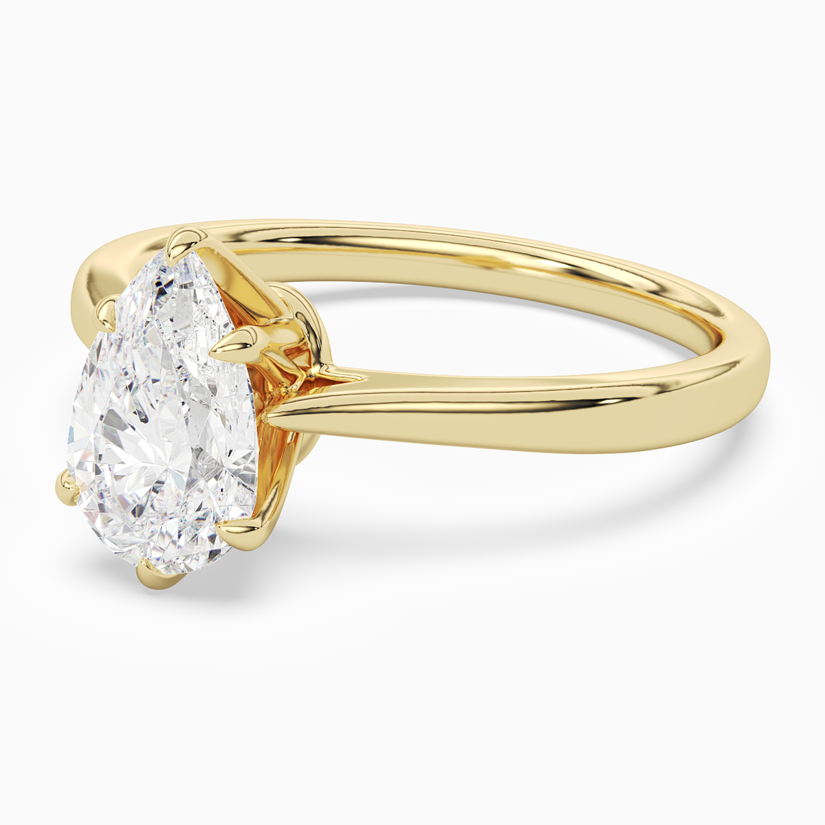 Pear Tapered Solitaire in 14K Yellow Gold top angle