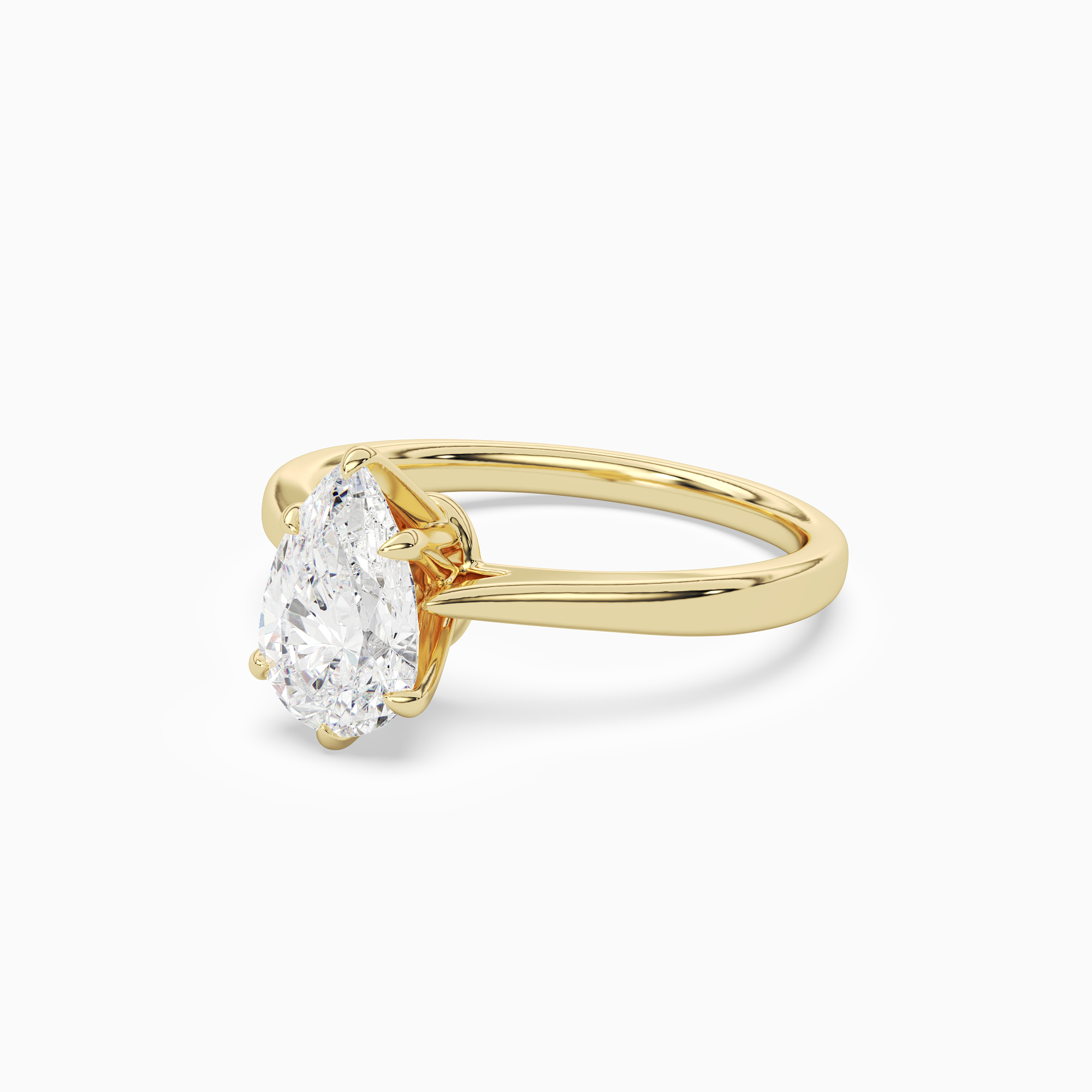 Pear Tapered Solitaire in 18K Yellow Gold top angle