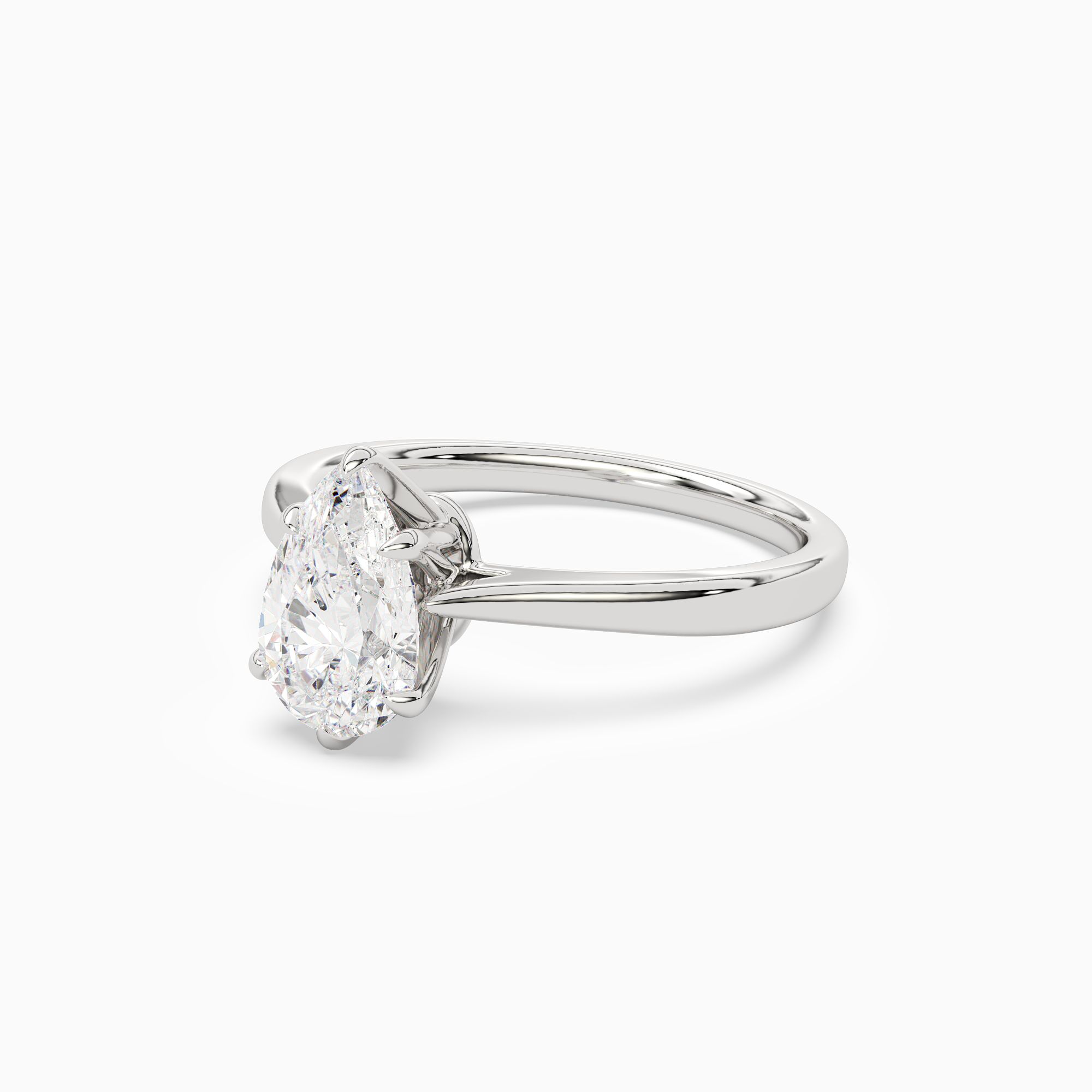 Pear Tapered Solitaire in Platinum top angle