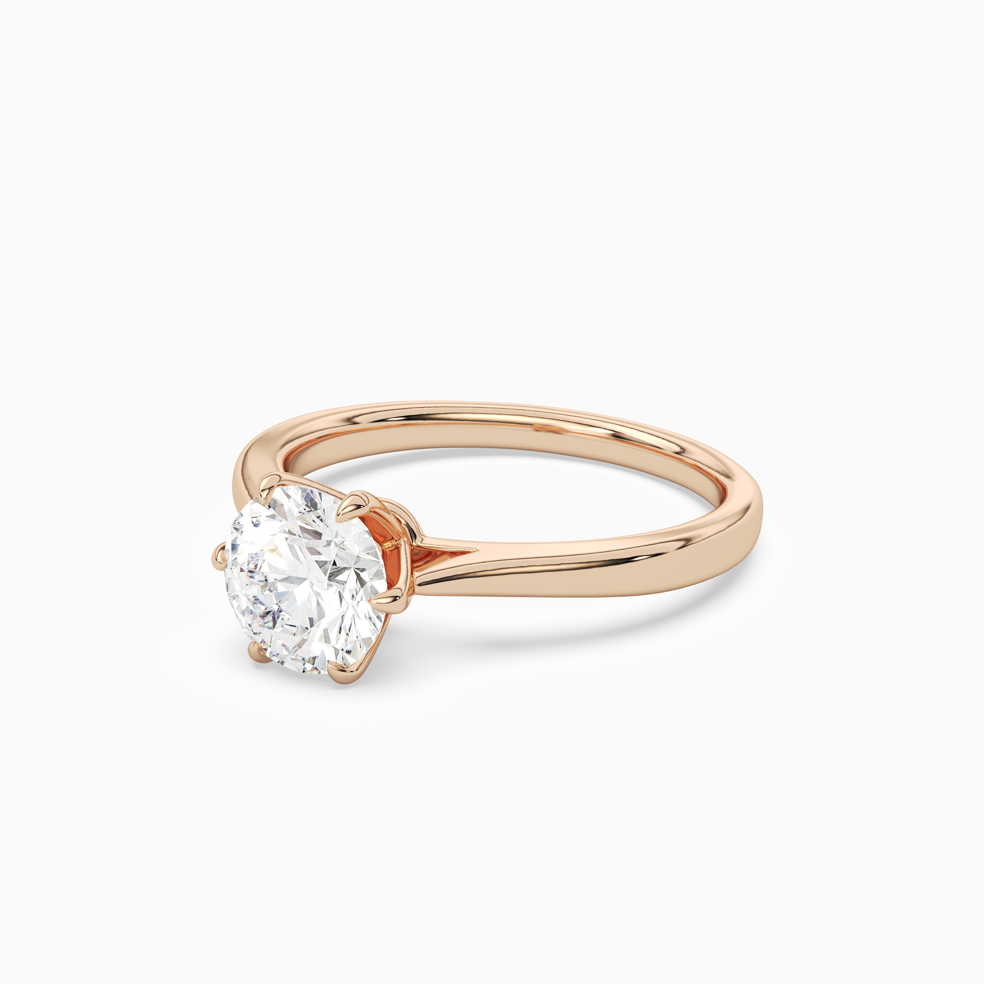 Round Tapered Solitaire in 14K Rose Gold top angle