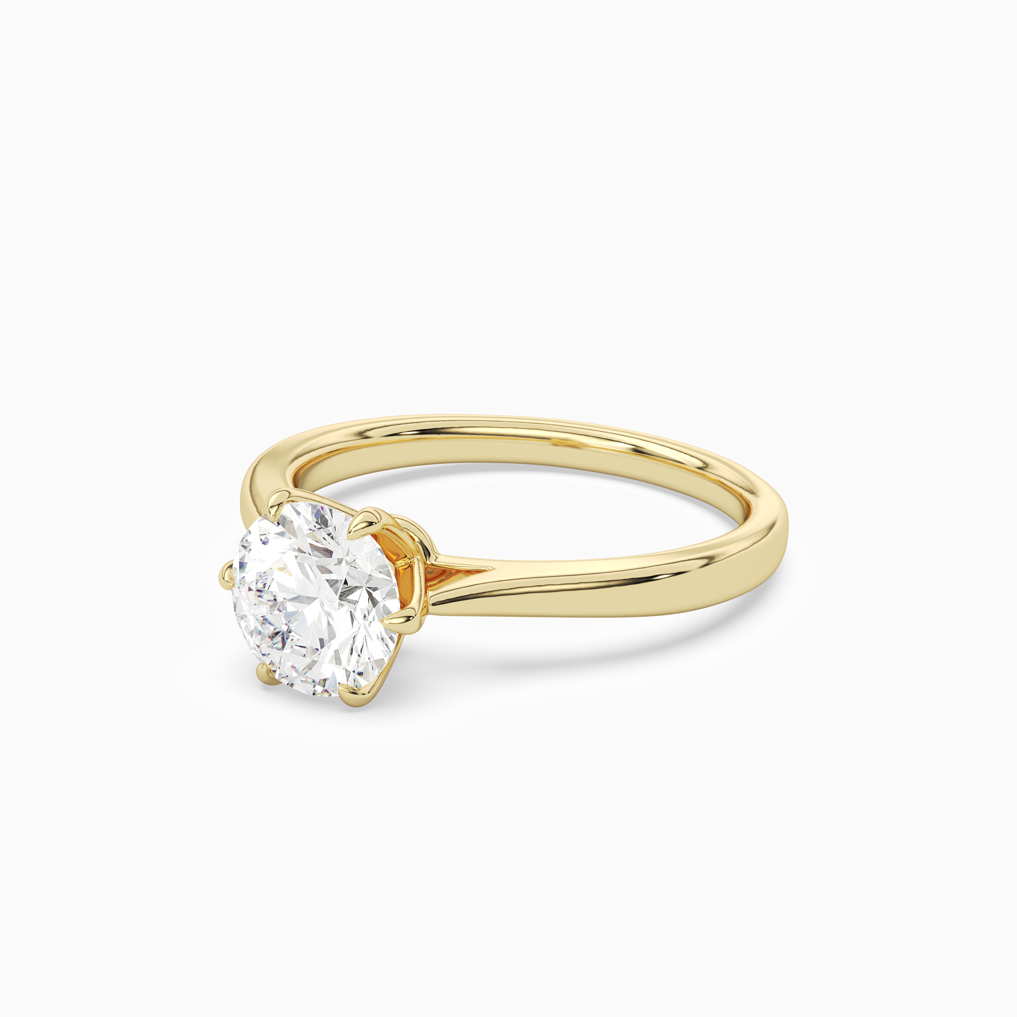 Round Tapered Solitaire in 18K Yellow Gold top angle