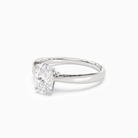 Oval Milgrain Edge Solitaire in 14K White Gold top angle