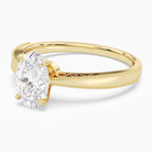 Oval Milgrain Edge Solitaire in 18K Yellow Gold top angle