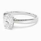 Oval Milgrain Edge Solitaire in Platinum top angle
