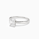Radiant Milgrain Edge Solitaire in 18K White Gold top angle