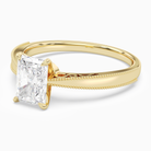 Radiant Milgrain Edge Solitaire in 18K Yellow Gold top angle