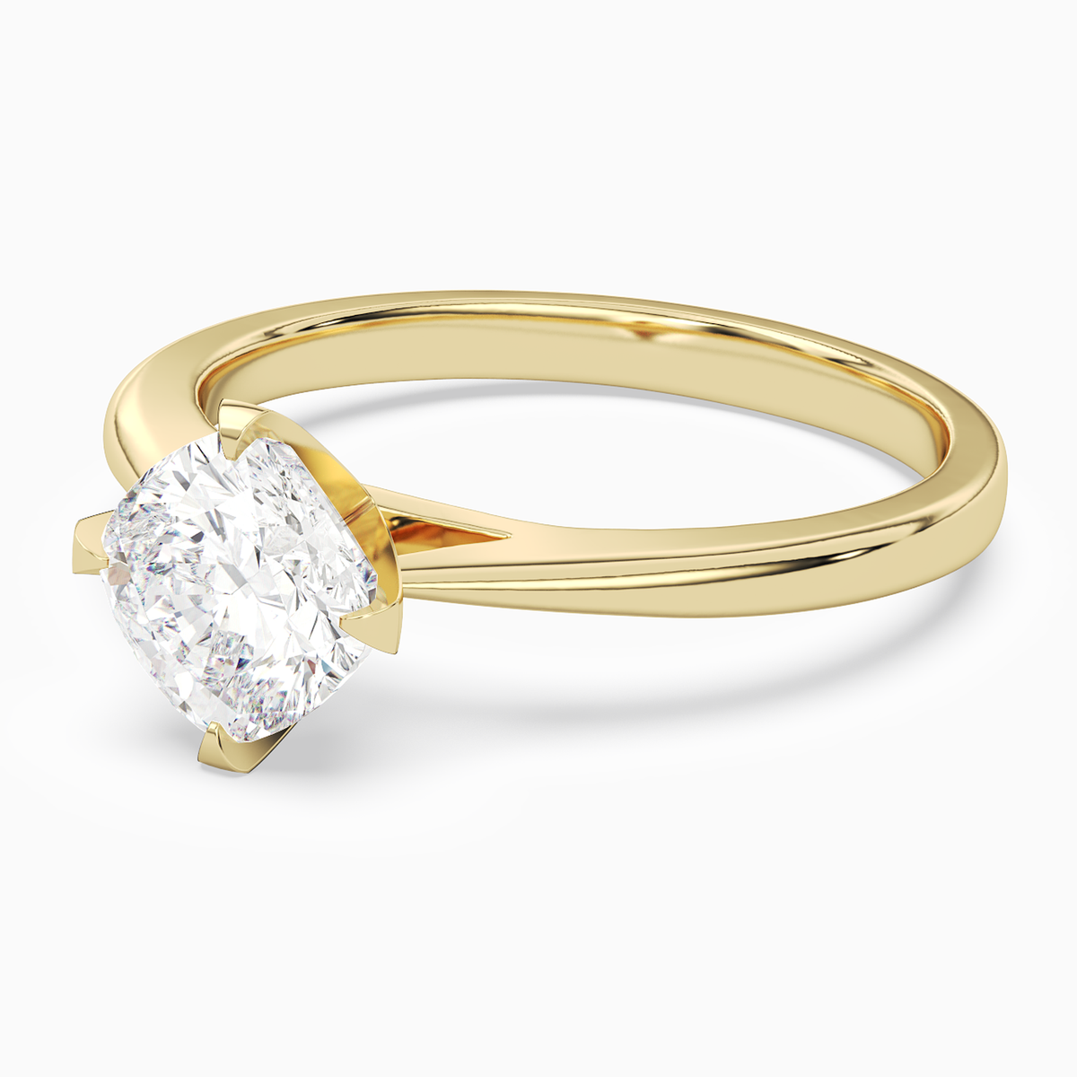 Cushion Petal Head Solitaire in 18K Yellow Gold top angle