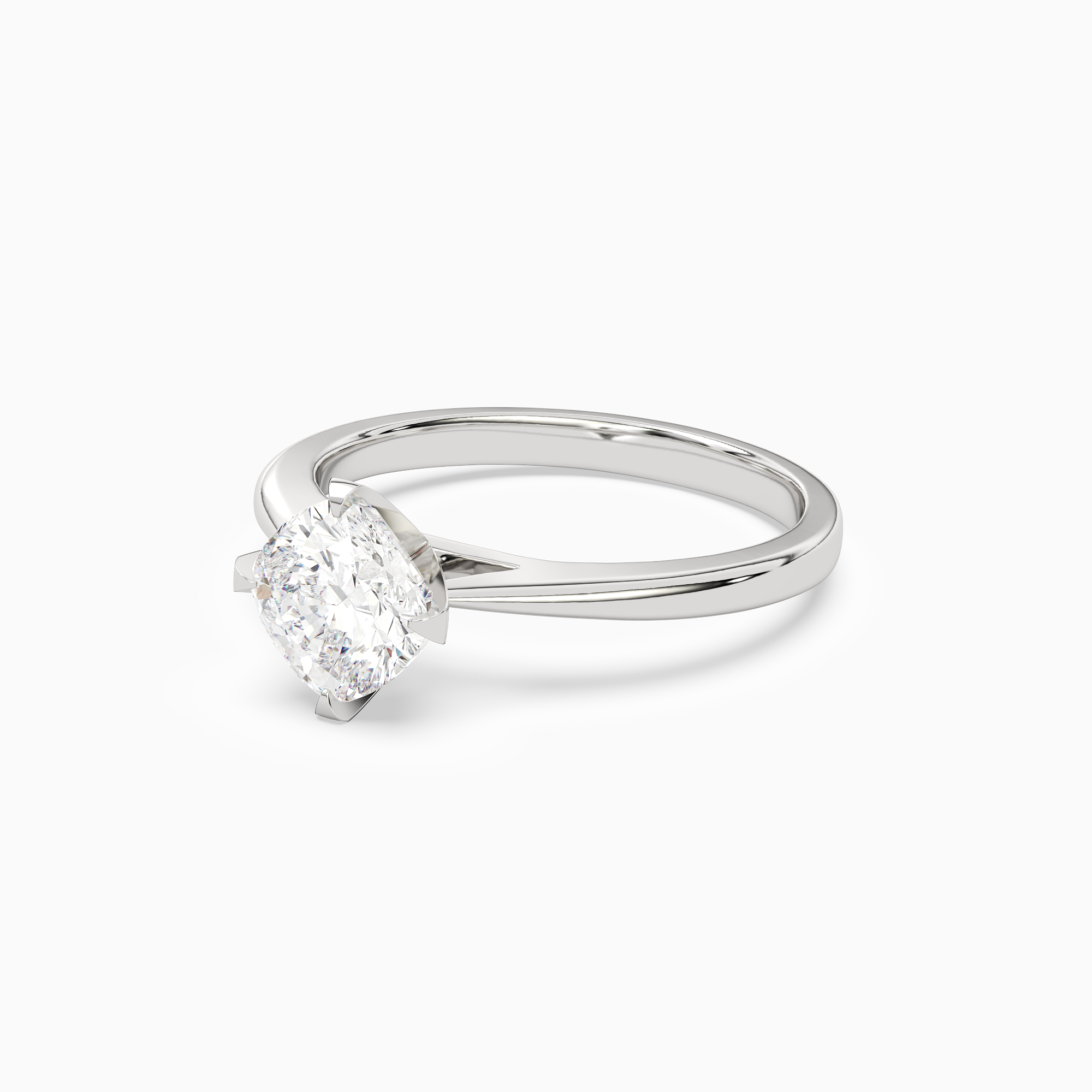 Cushion Petal Head Solitaire in Platinum top angle