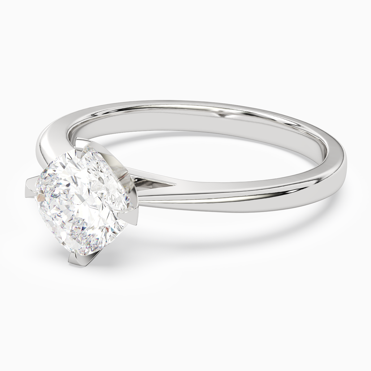 Cushion Petal Head Solitaire in Platinum top angle