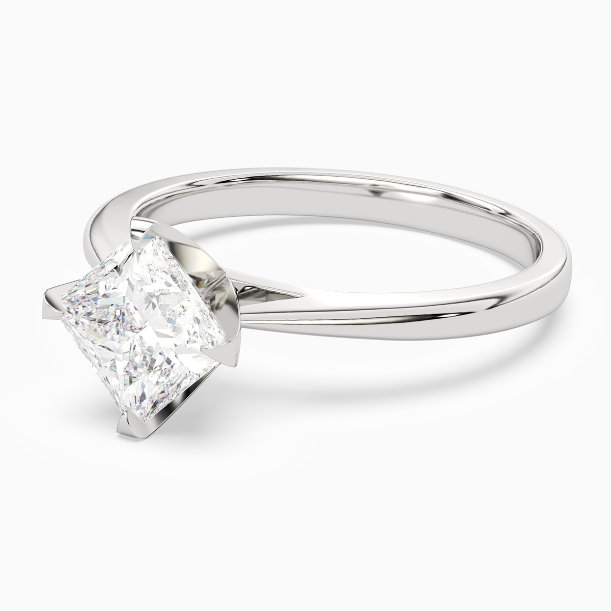 Princess Petal Head Solitaire in 14K White Gold top angle