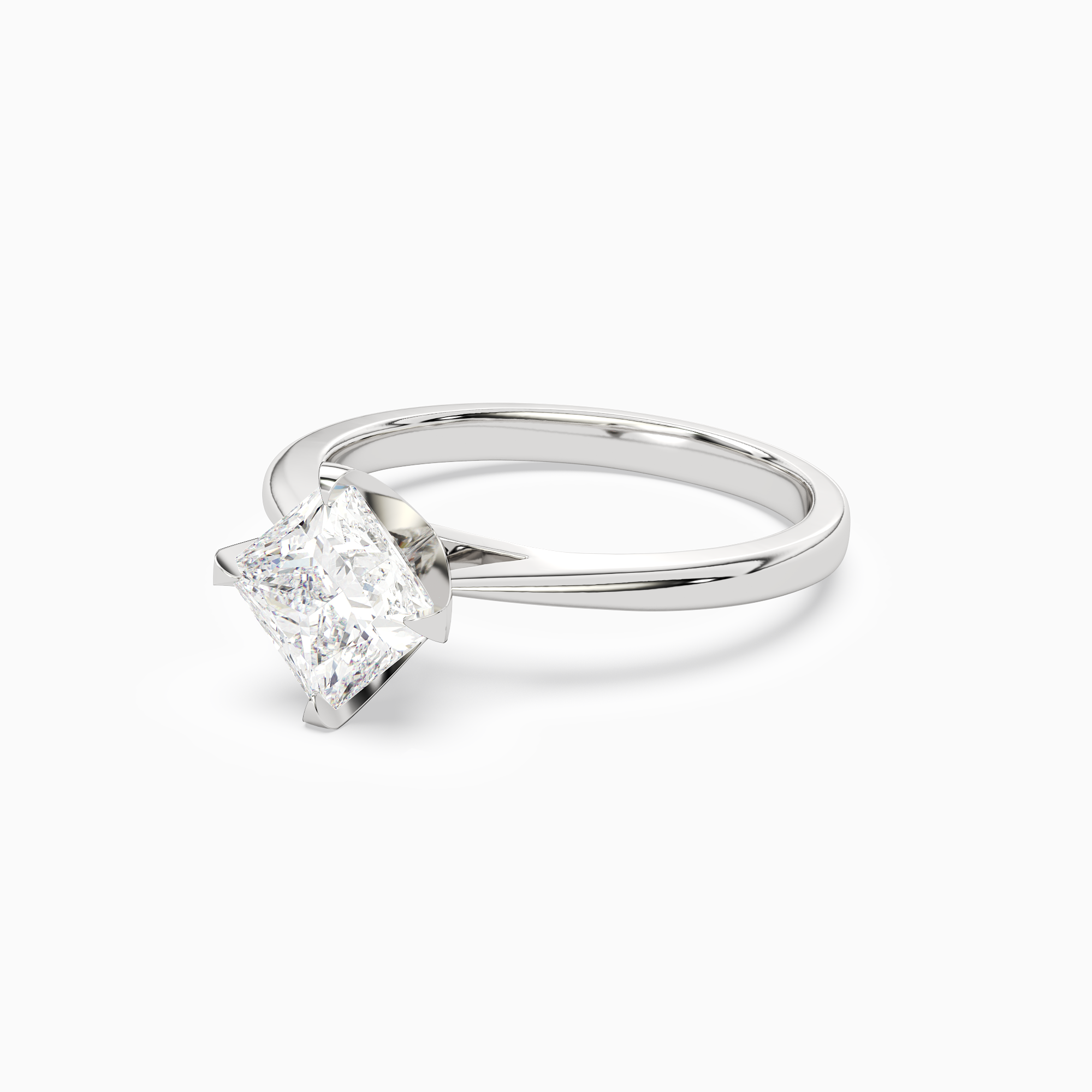 Princess Petal Head Solitaire in Platinum top angle