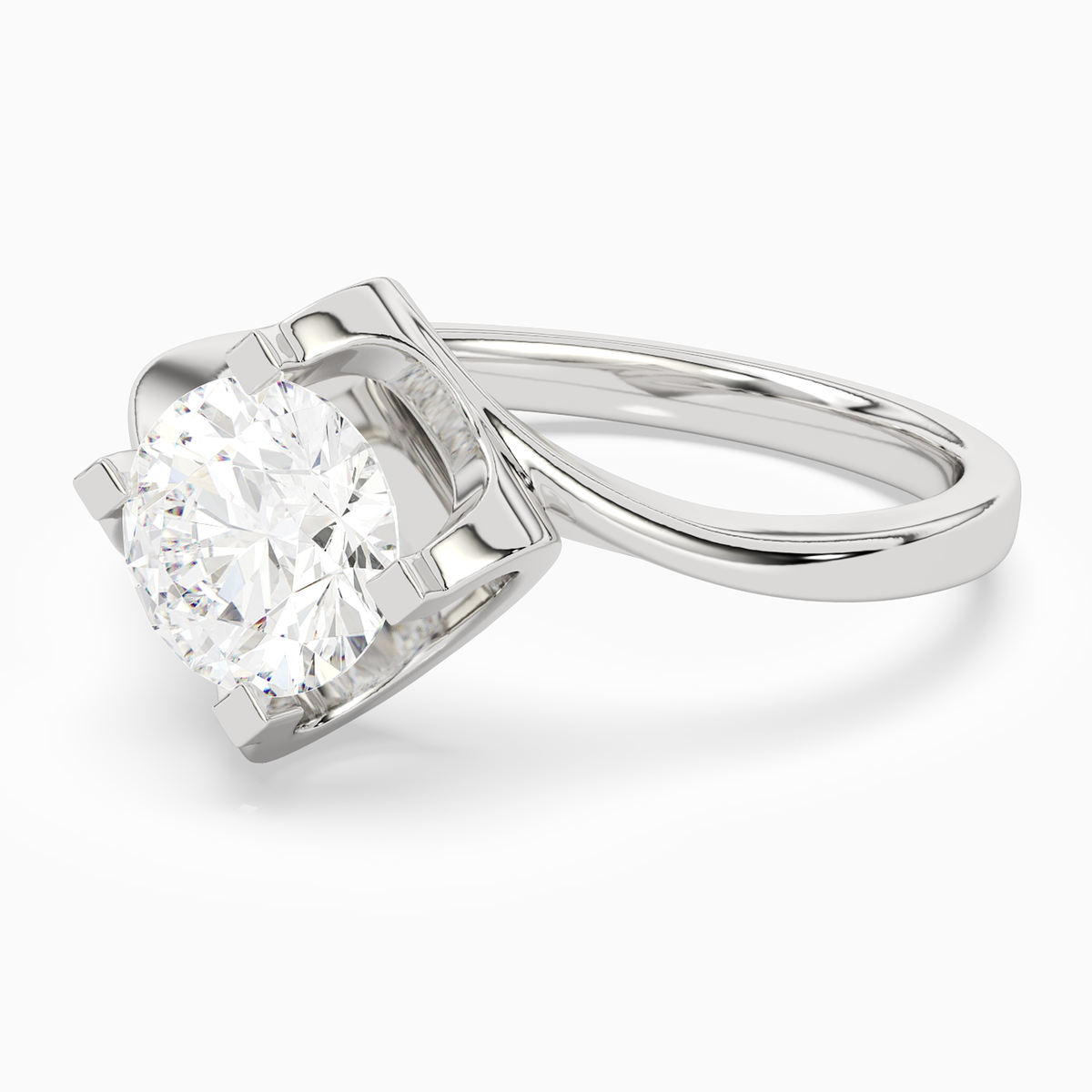 Round Bypass Solitaire in Platinum top angle