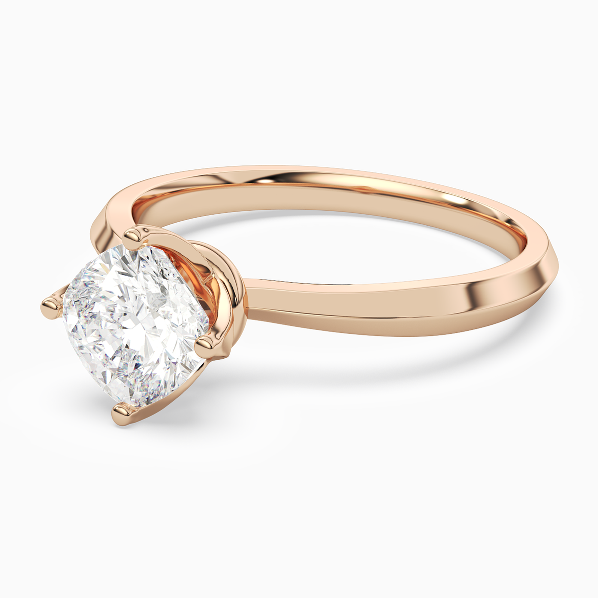 Cushion Solitaire in 14K Rose Gold top angle