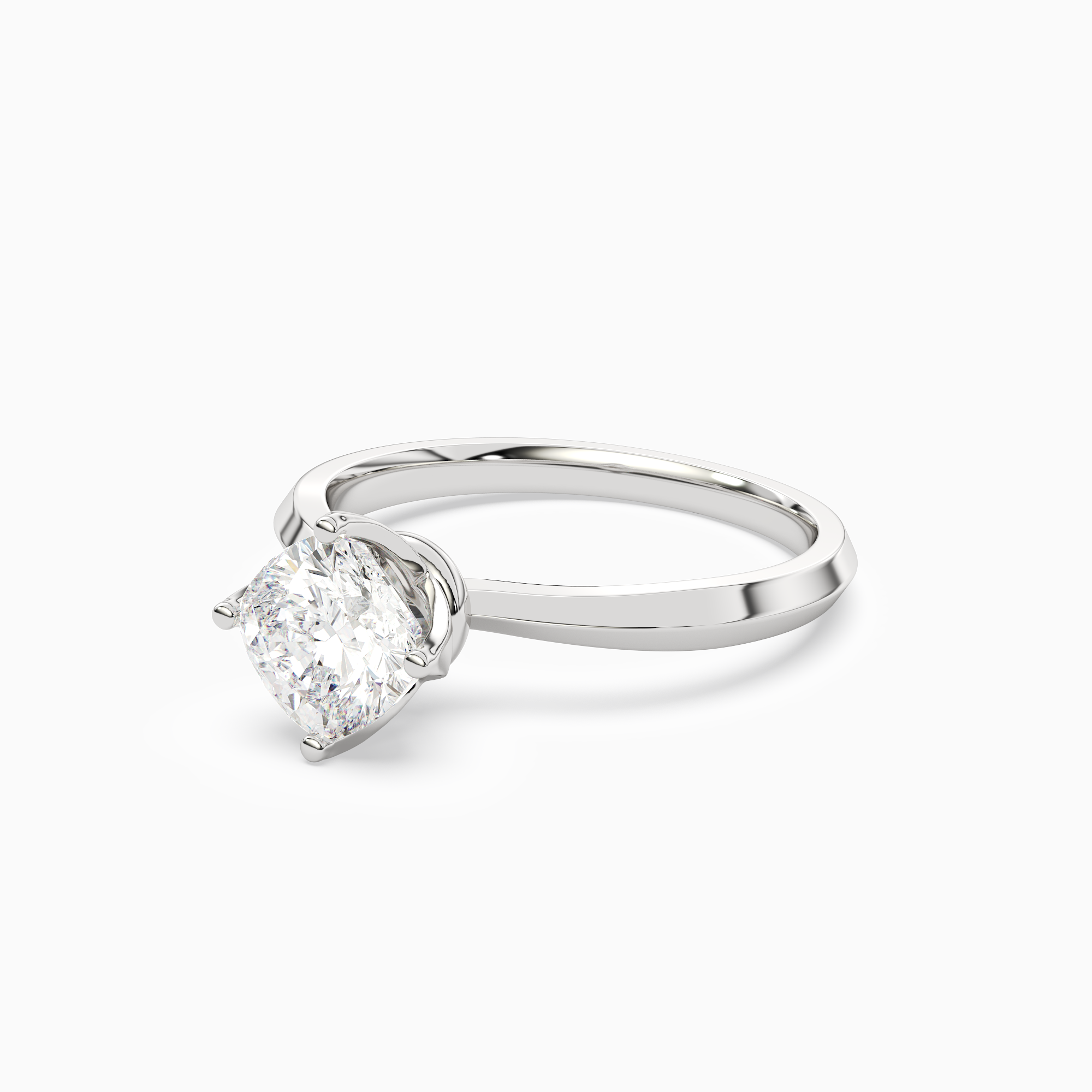 Cushion Solitaire in 14K White Gold top angle