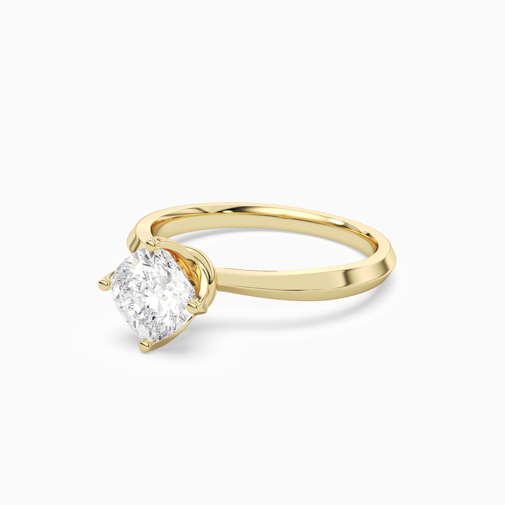 Cushion Solitaire in 14K Yellow Gold top angle