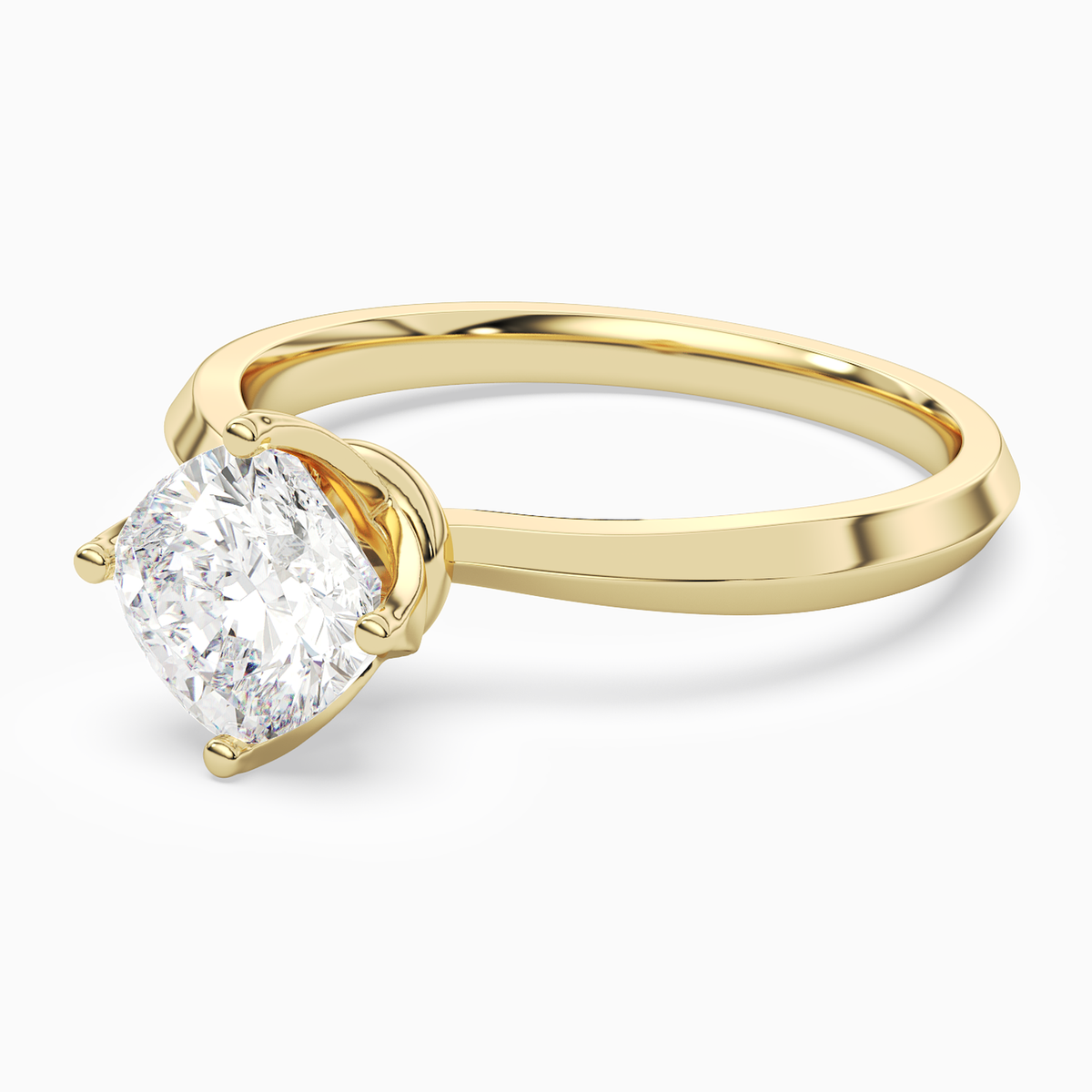 Cushion Solitaire in 18K Yellow Gold top angle