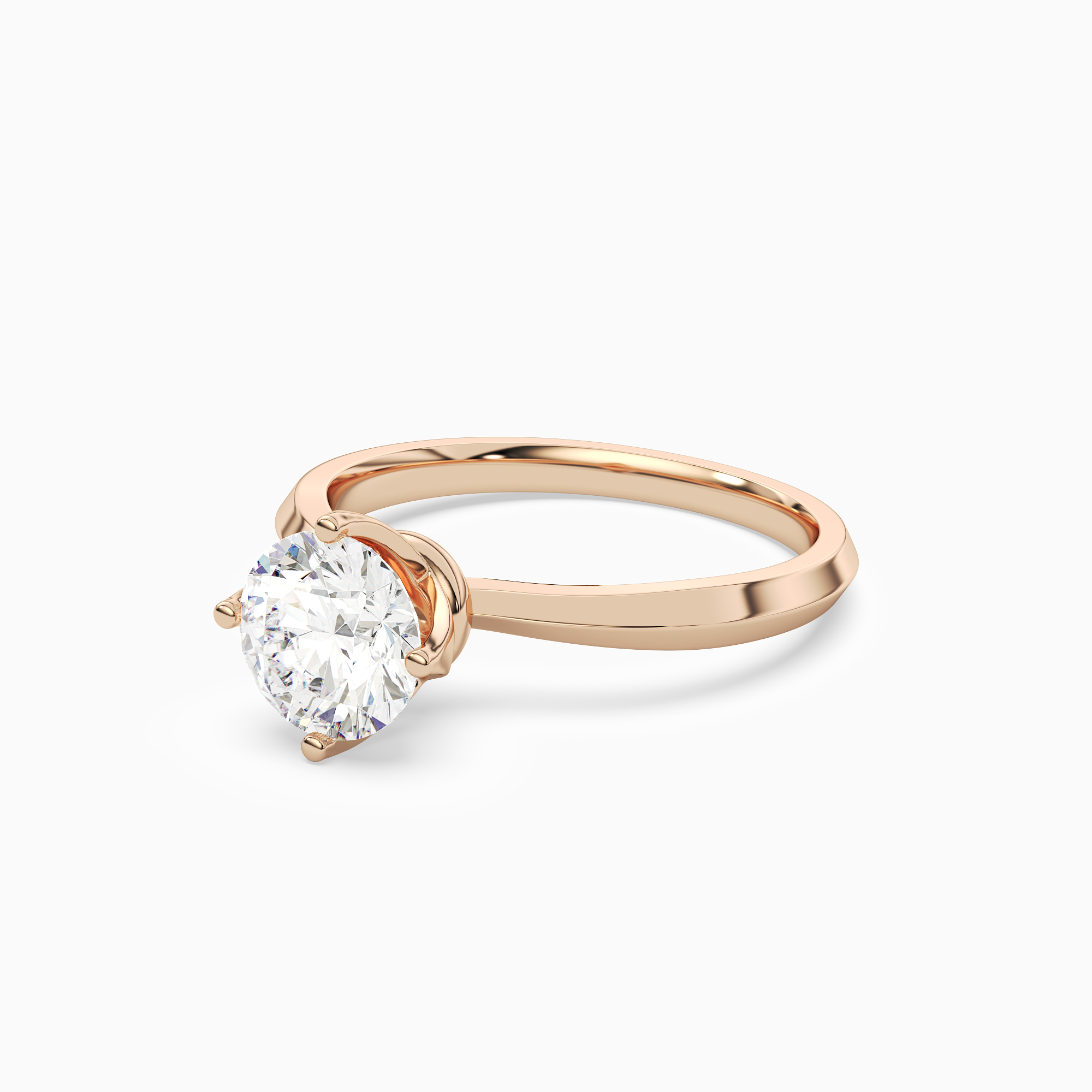 Round Solitaire in 14K Rose Gold top angle