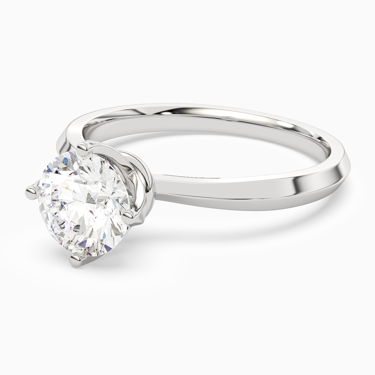 Round Solitaire in 14K White Gold top angle
