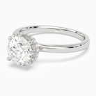 Round Double Hidden Halo Plain in 14K White Gold top angle
