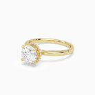 Round Double Hidden Halo Plain in 18K Yellow Gold top angle