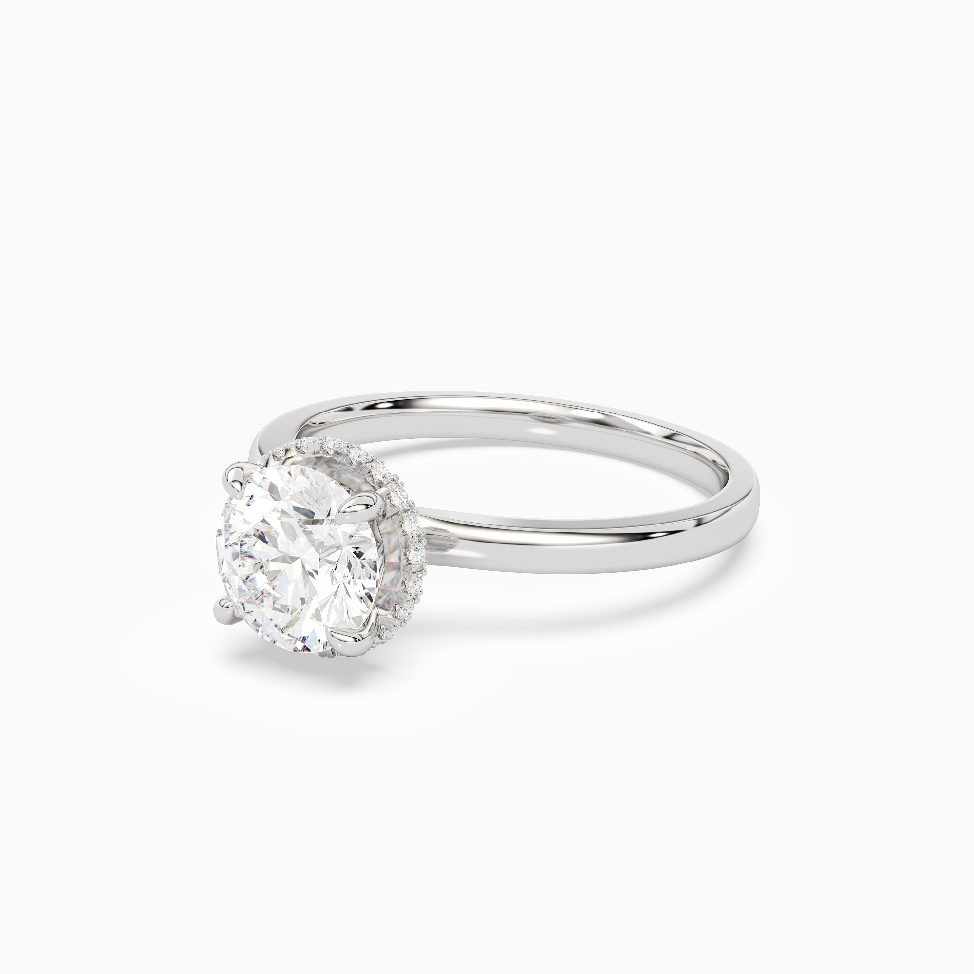 Round Double Hidden Halo Plain in Platinum top angle