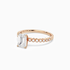 Emerald Accent Shoulder Solitaire in 14K Rose Gold top angle