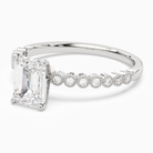 Emerald Accent Shoulder Solitaire in 14K White Gold top angle