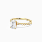 Emerald Accent Shoulder Solitaire in 14K Yellow Gold top angle