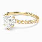 Heart Accent Shoulder Solitaire in 18K Yellow Gold top angle