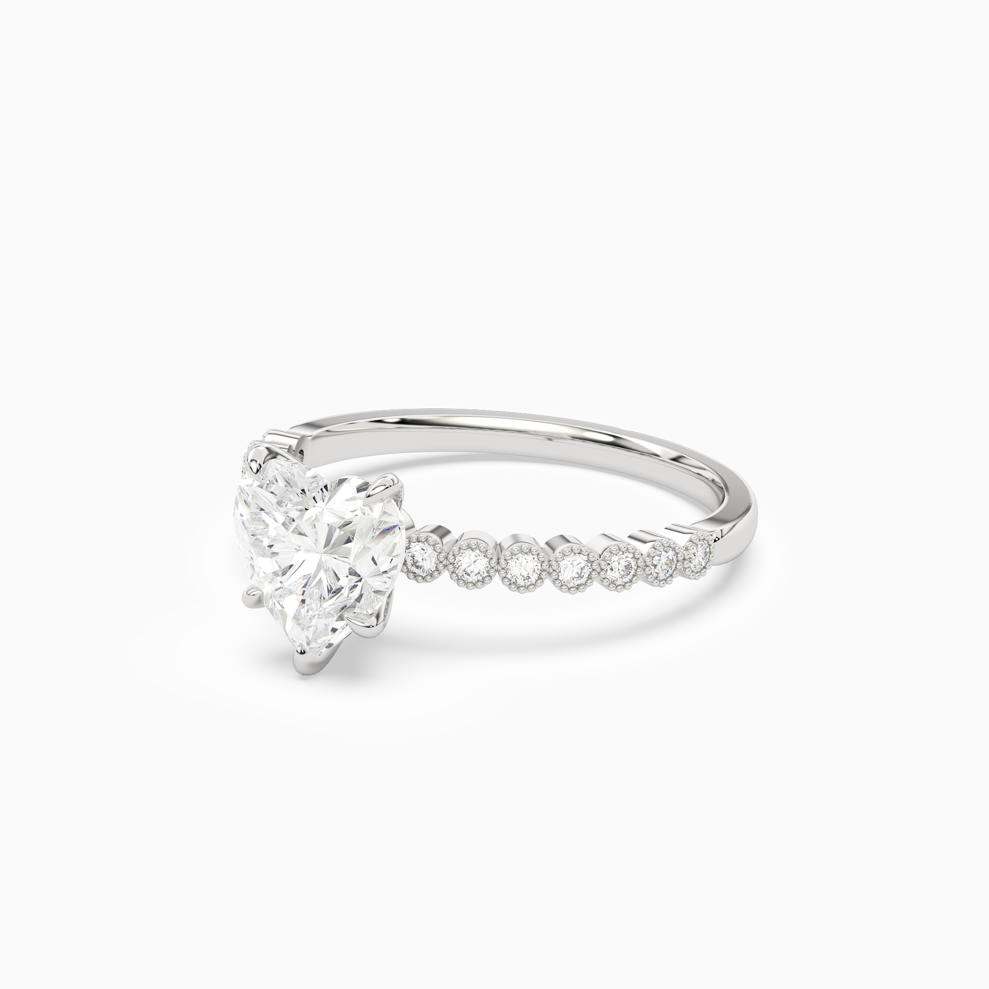 Heart Accent Shoulder Solitaire in Platinum top angle