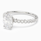 Oval Accent Shoulder Solitaire in Platinum top angle