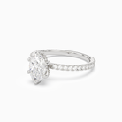 Oval Hidden Halo Accent Six-Prong Pavé in Platinum top angle