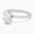 Oval Hidden Halo Accent Six-Prong Pavé in Platinum top angle