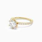 Round Hidden Halo Accent Six-Prong Pavé in 14K Yellow Gold top angle