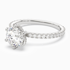 Round Hidden Halo Accent Six-Prong Pavé in Platinum top angle