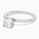 Cushion Hidden Halo Accent Luxe Pavé in Platinum top angle